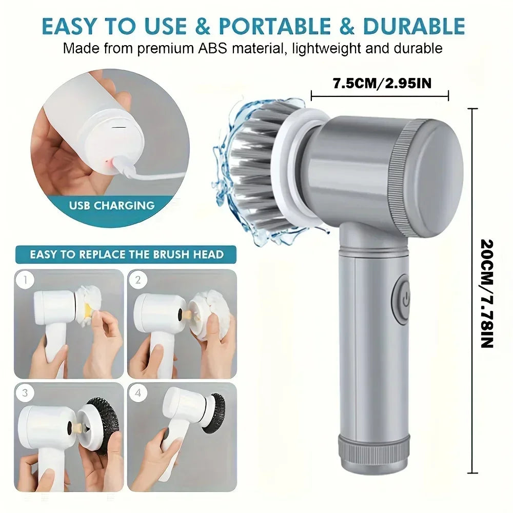 Velora SpinClean™ – Cordless Electric Scrubber with 5 Brush Heads