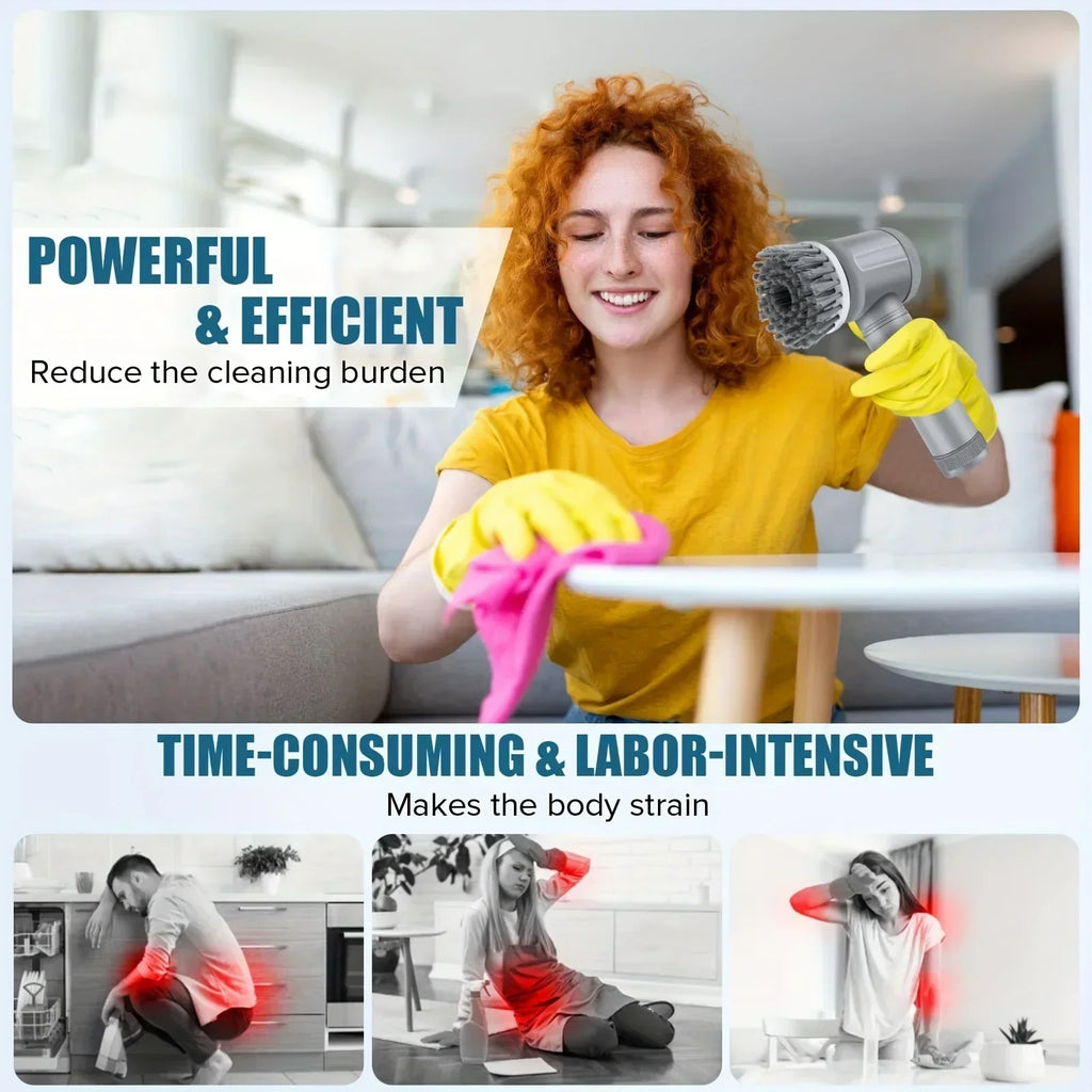 Velora SpinClean™ – Cordless Electric Scrubber with 5 Brush Heads
