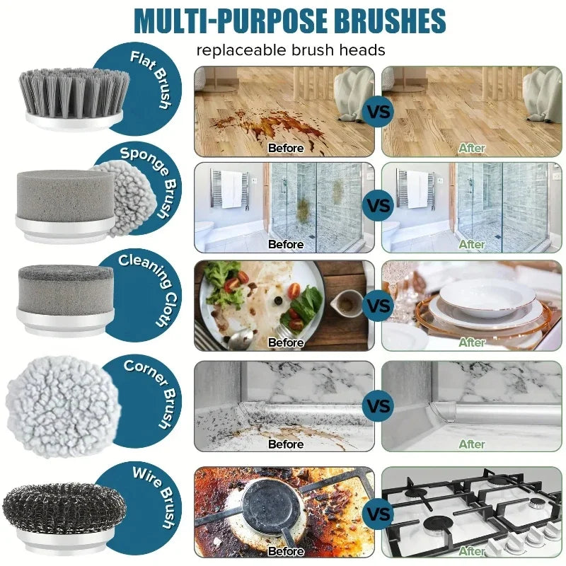 Velora SpinClean™ – Cordless Electric Scrubber with 5 Brush Heads